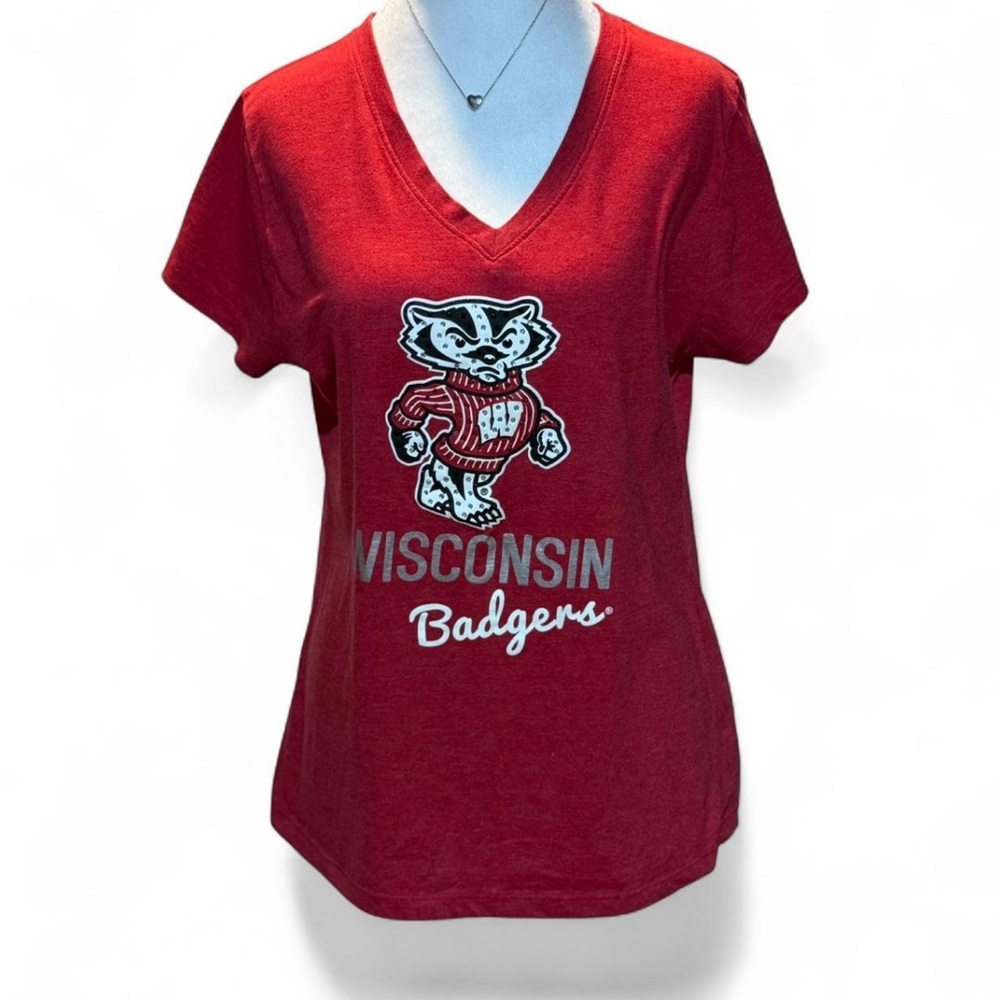 Wisconsin Badger Bling Tee Sz Med P-P 20” L-23”
